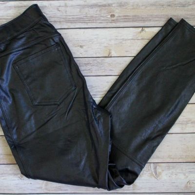 Spanx Faux Leather Leggings Medium Black Pull On Skinny Leg Ankle High Rise