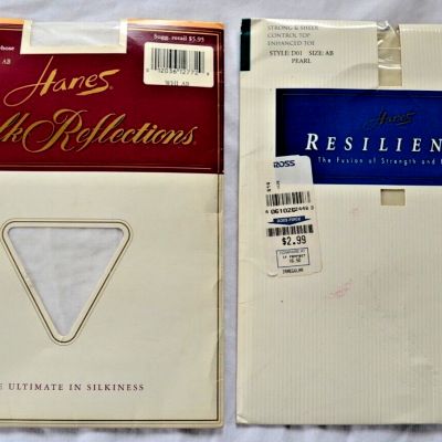 Hanes Pantyhose Lot Silk Reflections Resilience SZ AB Style 718 D01 White Pearl