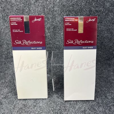 Hanes Silk Reflections Kneehighs 2 Box Lot: One Size Style 725 & 775