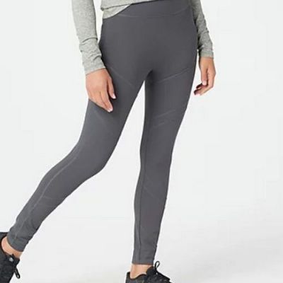 Zuda Iron Grey Z-Move Ankle-Length Leggings Seaming Details New Wicking Workout