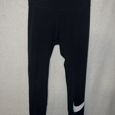 Nike Leggings Womens M Medium Black Dri Fit Tight High Waist Yoga Activewear Gym