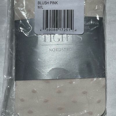NORDSTROM SMALL DOT SHEER BLUSH PINK WOMEN’S TIGHTS SIZE M/L - ONE PAIR