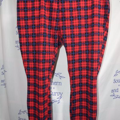 Terra & Sky Pull on Plaid, Red/Blue/Black, Size 2X (20W-22W)