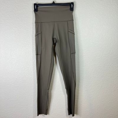 Aerie High-Waisted Olive Green Workout Leggings Side Pockets Athletic Yoga Pants