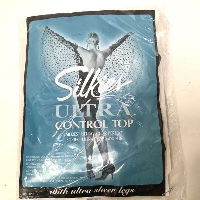 Silkies Ultra Control Top Queen Black XL 03050 Ultra  sheer Legs Control Top NOS