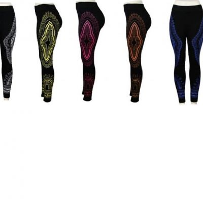 New fashion dashiki print stretch high waist legging pant black pink royal white