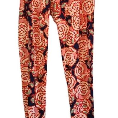 Lularoe Tall & Curvy Colorful Women's Leggings Orange Navy