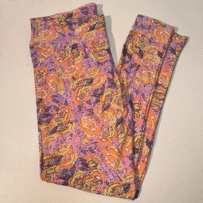 LuLaRoe Size Tall & Curvy Flower Pattern Women’s Leggings EUC