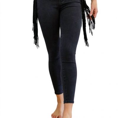 Judy Blue side fringe skinny jegging in Black