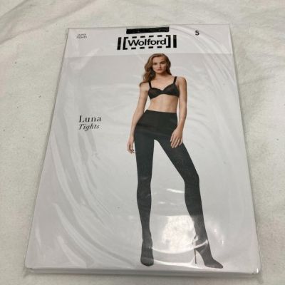 Wolford Luna Tights New In Package Black/Silver Color Size Small