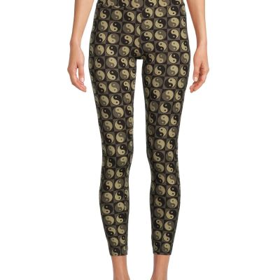 No Boundaries  Leggings Green Yin And Yang Print Juniors Plus Size XXXL (21)