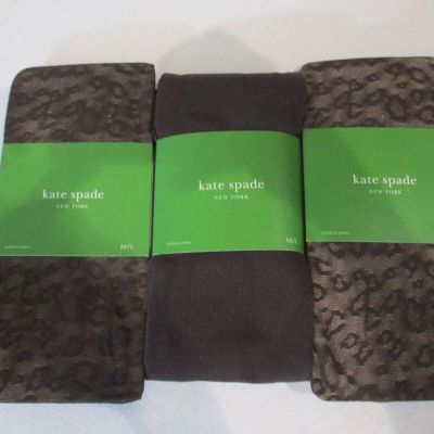 KATE SPADE brown leopard opaque solid tights LOT 3 sz M / L  $30 each NWT $90