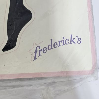 VTG Fredericks of Hollywood M Black All Over Dots Thigh High Lace Top Stockings