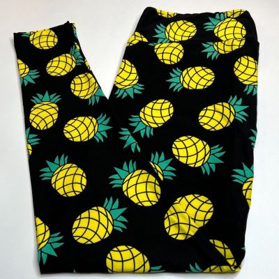 NEW LuLaRoe TC2 Leggings BLK YELLOW Pineapple UNICORN COLLECTION Tropical Island