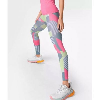 Sweaty Betty Interval Seamless 7/8 Workout Leggings Pink Block Jacquard Size M