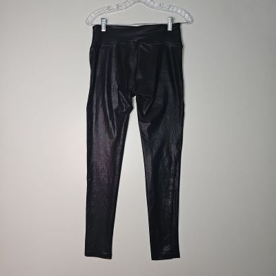 Fashion Faux Leather Black Shiny High Waisted Leggings Size Large