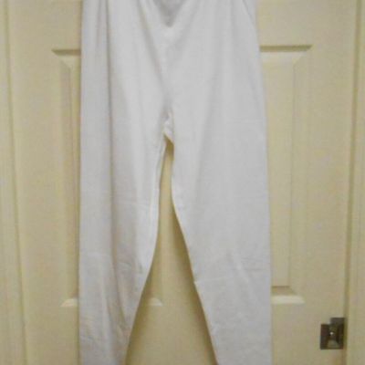 Zenana Bright Solid White Leggings Plus Size 2X Pull Up Elastic Waist 5perc Spandex