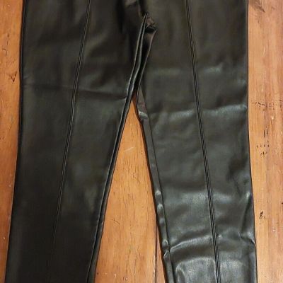 Charlotte Russe Black Faux Leather Leggings •Elastic Strechy waist band #12B2