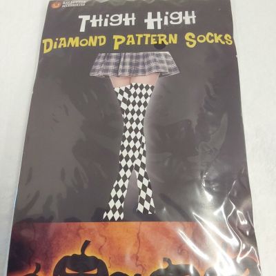 An American Co Halloween Thigh High Diamond Pattern Socks OSFM! BNWT!