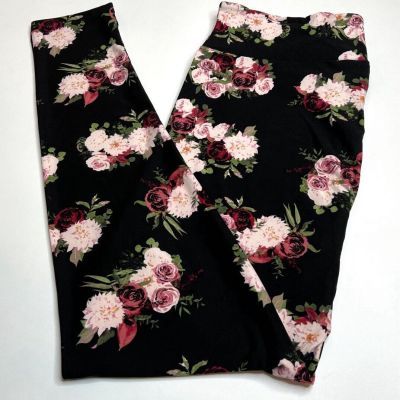 NEW LuLaRoe TC Leggings BLACK RED PINK GREEN Romantic Rose Flower BEAUTIFUL Sexy