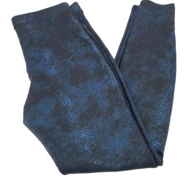 Black blue faux leather snakeskin leggings Express size medium