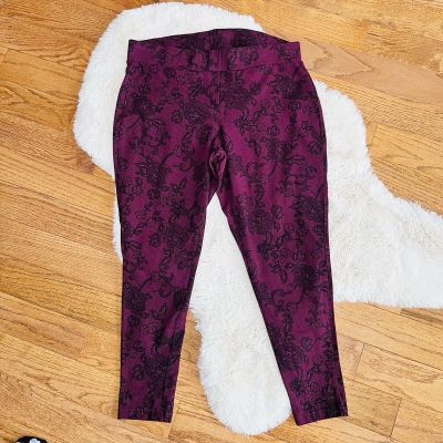 TORRID Size 2X Premium Burgundy Wine With Black Faux Lace Print Leggings