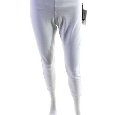 Lysse Womens Elastic Waistband High Rise Ankle Leggings White Cotton Size Medium