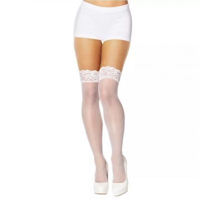 White Lace Top Thigh High Stockings Elegant Sexy Hosiery NEW