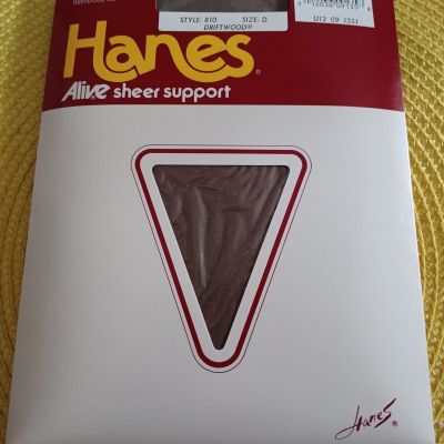 Hanes Alive Pantyhose Full Support Size D Style 810 Control Top Driftwood