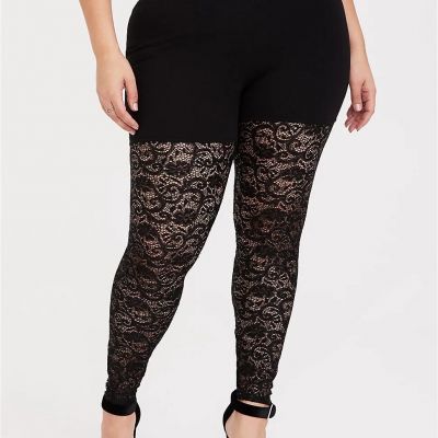 Torrid Black Lace Sequined Leggings Plus Size 4