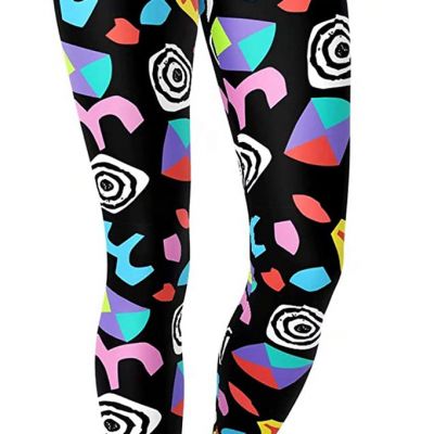 Sissycos Women'S Artistic Splash Printed 80S Leggings Brushed Buttery Soft Pants