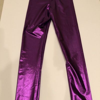 NEW WITH TAGS: Women's Fornia Brand Shiny Pink Metallic Leggings - Small Juniors