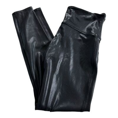 SPANX Faux Leather Leggings Women's XL Black Shiny Coated Shaping Pants