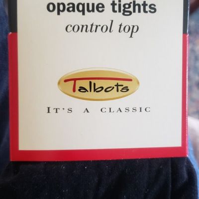 NOS 1999 Vintage Talbots Size M Opaque Tights Control Top Pantyhose BLACK USA