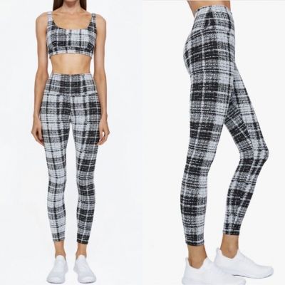 ONA by Yoon High Rise Pull On Plaid Print Athletic Leggings Workout Pant Size XS