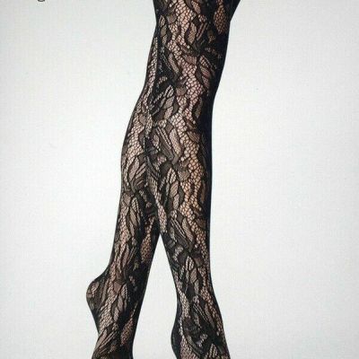 2 Pair - Women's Floral Net Tights - a new day - Ebony - sz S/M