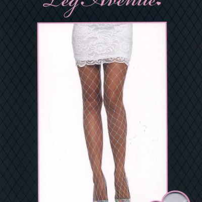 Fence Net Tights Wide Gauge Fishnet Blk or Wht Adult One Size Leg Avenue 9905