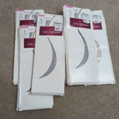 Hanes Silk Reflections Knee Highs Lot Grey Mist, Pearl (5)