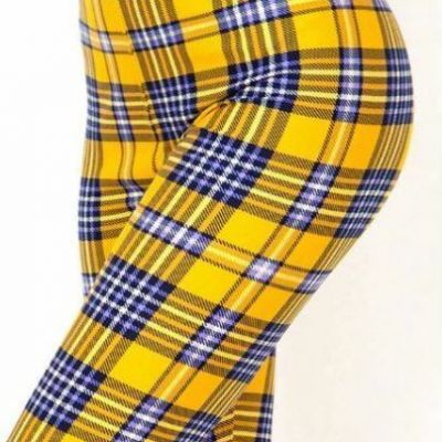 Plus Clueless Yellow Plaid Leggings Fits Sizes 12-18 NWT