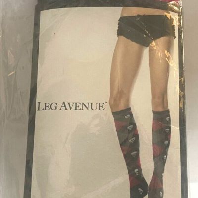 Leg Avenue Acrylic Argyle and Skull Knee High Socks #5592 NEW