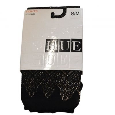 HUE Ladies Black Horizontal Openwork Net Tights, Size S/M, NWT