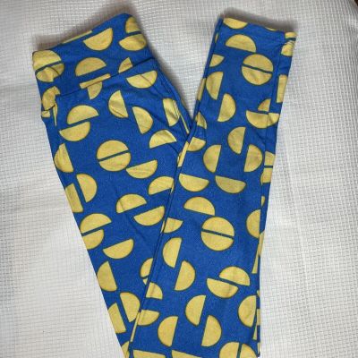 New Woman’s LuLaRoe Periwinkle Yellow Half Circle Geo Pattern Leggings OS