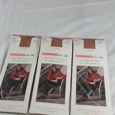 Thorobred For Her Knee Highs Chestnut One Size Vintage Lot of 3 Sealed