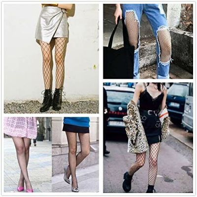 Women's Fishnet Stockings Thigh High Wide Fishnet Tights C02-white(small Hole)