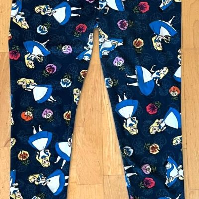 LuLaRoe Soft Leggings Pants Blue ALICE IN WONDERLAND Disney One Size Stretch