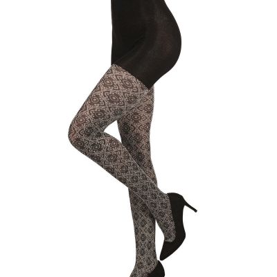 Diamond Pattern Swirl Cotton Blend Women's Sweater Tights