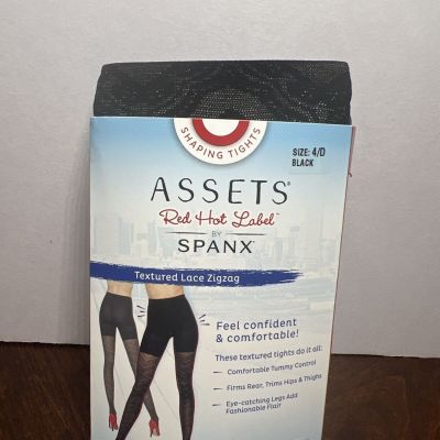 Assets Red Hot Label By Spanx Textured Tights Lace Zig Zag Black Size 4 NEW $22