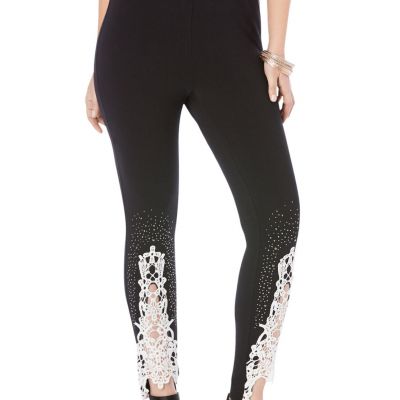 Roaman's Women's Plus Size Lace-Applique Legging