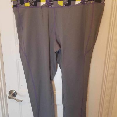 Denim Co Active Duo Stretch Regular Printed Leggings Gunmetal Grey 3X #24A QVC