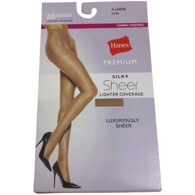 Hanes Silky Sheer Tummy Control Lightest Coverage Nude Pantyhose XL NWT